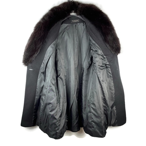 *SOLD Steve by Searle Mid-length Wool Coat with Fur Trim - Picture 5 of 10
